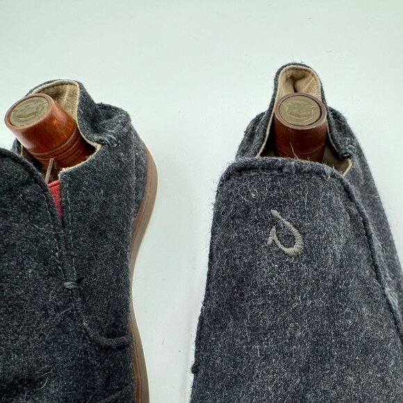 Olukai Mens Nohea Wool Slip-On Shoes Size M12 Charcoal With Rubber Outsole - Picture 2 of 9